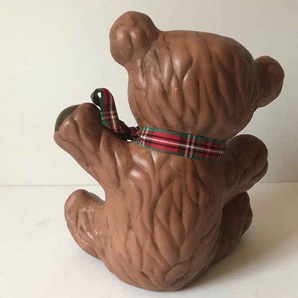 Vintage Rob Roy brown bear ceramic bank Christmas  ribbon  MCM 9” - Picture 2 of 5